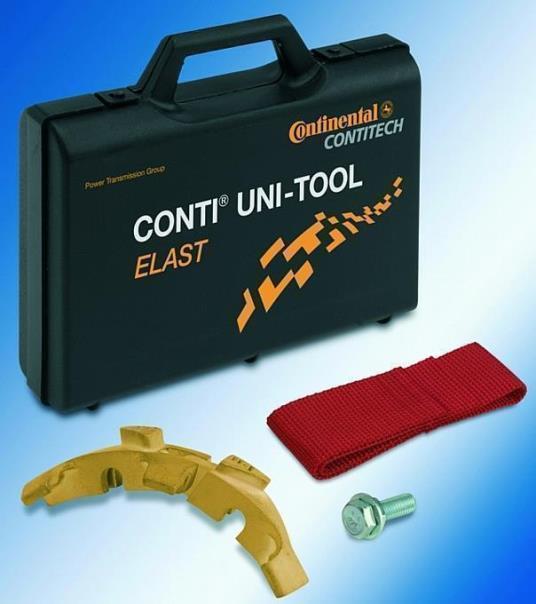 Sichere Riemenmontage: Das neue Universalwerkzeug CONTI® UNI-TOOL ELAST von ContiTech sorgt für einen fachgerechten Einbau von elastischen Keilrippenriemen. Foto: ContiTech 